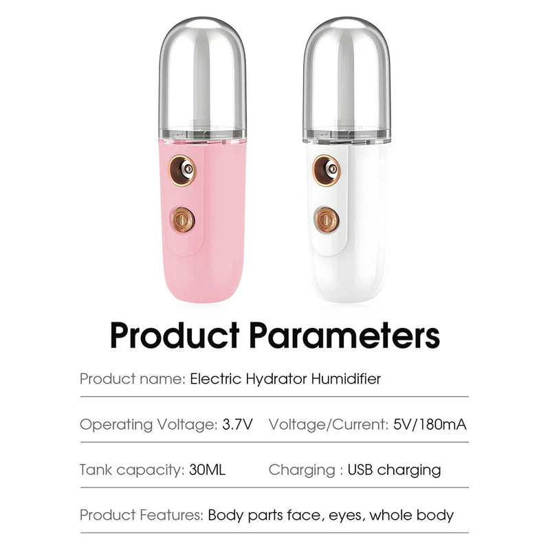 Mini Facial Steamer Nano Spray Moisturizing Vaporizer Face Mist Cold Spray Machine Humidifier Portable Beauty Humidificador